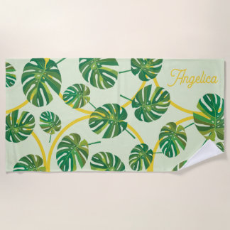 Toalha De Praia Folha Tropical e Ouro Personalizáveis