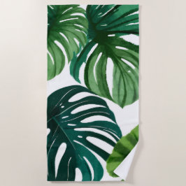 Toalha De Praia Folhas de Monstera Aquarela