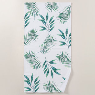 Toalha De Praia Folhas de Palm de Aquarela