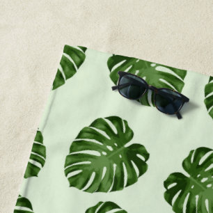 Toalha De Praia Folhas de Palma, Folhas Verdes, Padrão Tropical