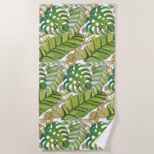 Toalha De Praia Folhas Tropicais Bonitas Em Aquarela