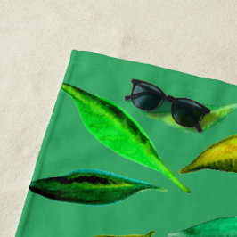 Toalha De Praia Folhas verdes ecológicas funky arte estilo praia