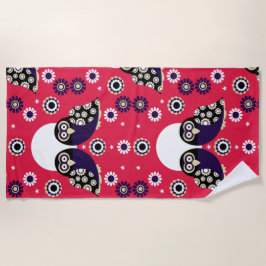 Toalha De Praia Folk Art Owl