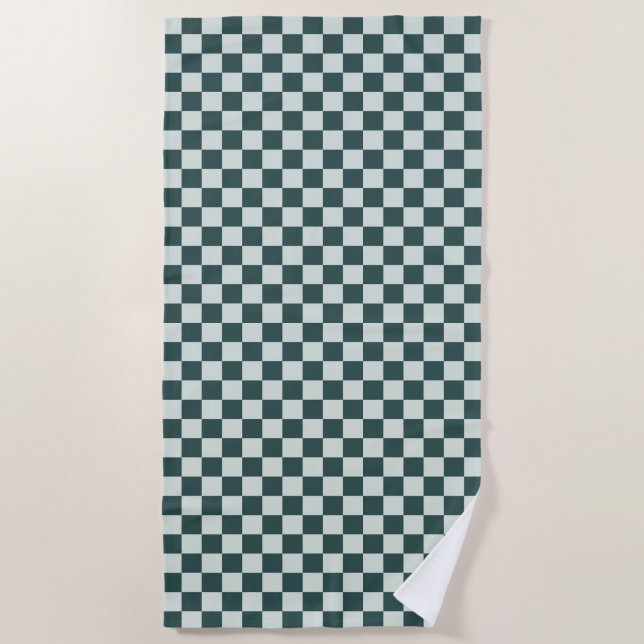 Toalha De Praia Forest green moss checkerboard pattern (Frente)