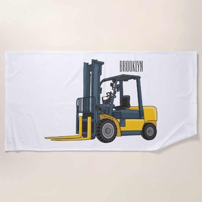 Toalha De Praia Forklift cartoon illustration (Frente)