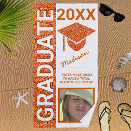 Toalha De Praia Formando Glam Orange Boné Summer Photo Typografia