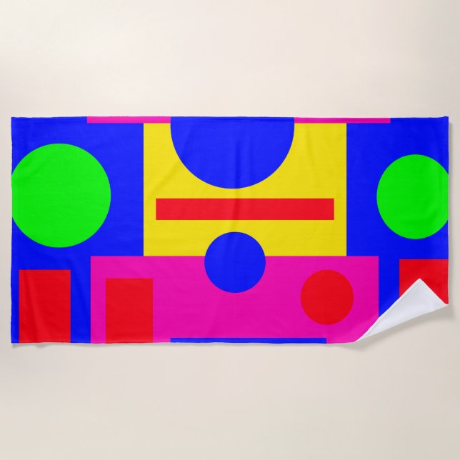 Toalha De Praia Formas geométricas coloridas (Frente)