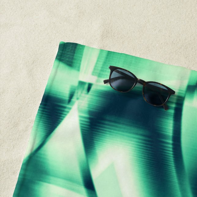 Toalha De Praia Formas verdes curvas de acrílicos, tons de hortelã (In Situ)