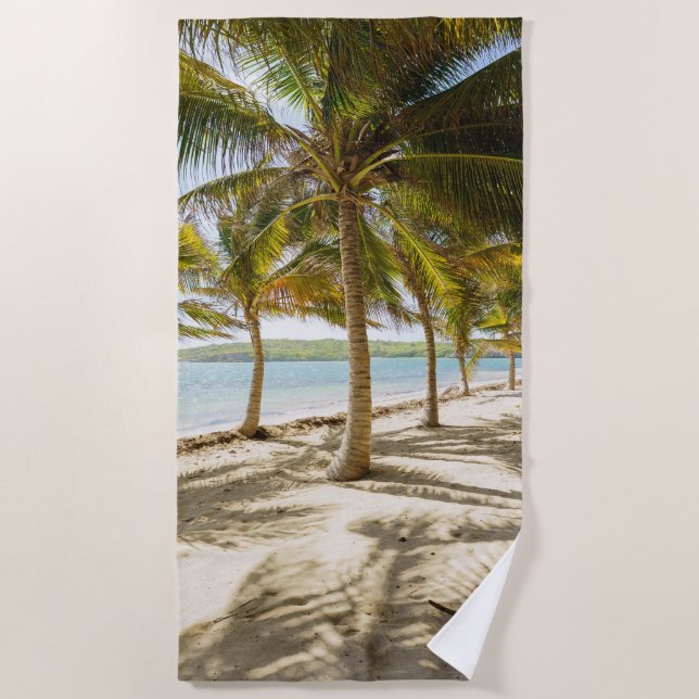 Toalha De Praia Foto da praia de palmeiras tropicais (Frente)