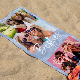 Toalha De Praia Foto personalizada BFF Amigos de Diversão Moderna