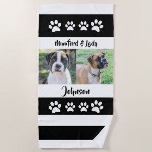 Toalha De Praia Foto personalizada de cachorro, família