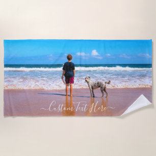 Toalha De Praia Fotografia Personalizada Texto Seu Próprio Design