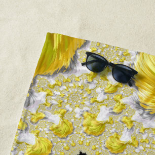 Toalha De Praia Fractal Dourado abstrato
