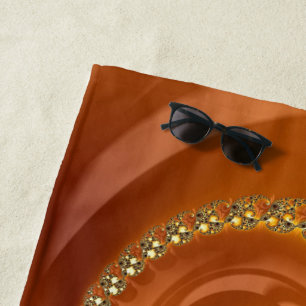 Toalha De Praia Fractal Espiral Gradiente Laranja Dourado abstrato