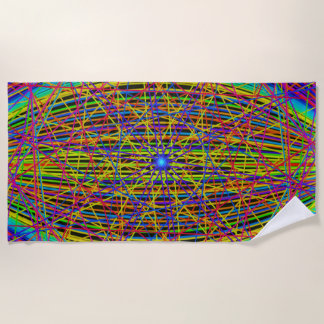 Toalha De Praia Fractal Web Neon