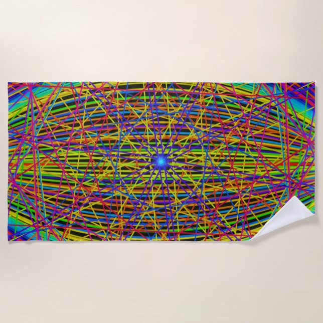 Toalha De Praia Fractal Web Neon (Frente)