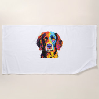 Toalha De Praia Francês Brittany Spaniel Mãe Pai Cachorro Face Pop