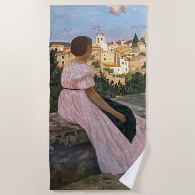 Toalha De Praia Frederic Bazille - O Vestido Rosa (Frente)
