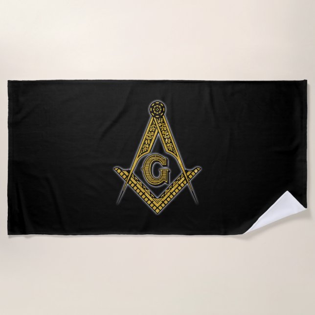 Toalha De Praia Freemason (preto & ouro) (Frente)