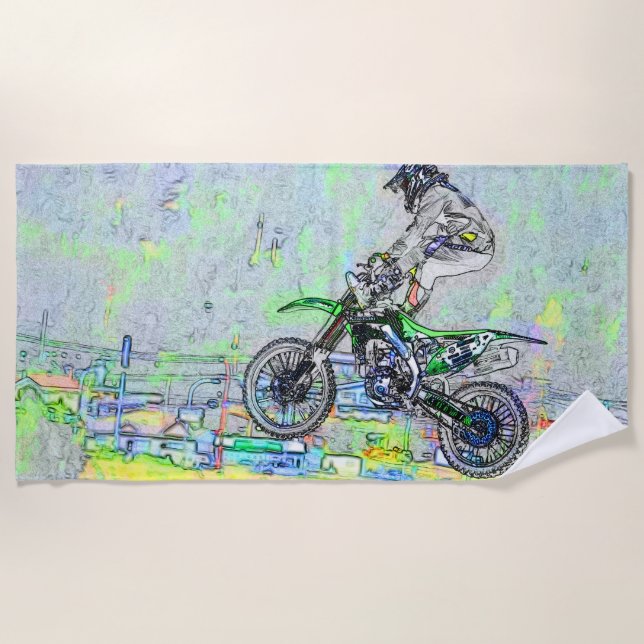 Toalha De Praia Freestyle Stuntman - Motocross Rider Beach Towel (Frente)