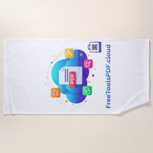Toalha De Praia FreeToolsPDF – Poder Digital Divertido na Sua Cami (Frente)