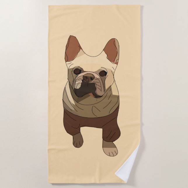 Toalha De Praia French Bulldog, Soft Peach (Frente)