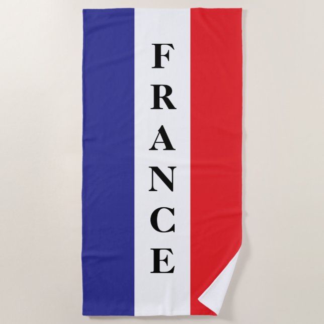 Toalha De Praia French flag of France personalized beach towel (Frente)