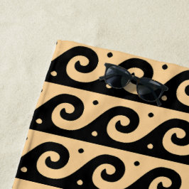 Toalha De Praia Fret Grego, Padrão de Onda Mediterrânica, Castanho