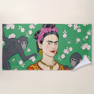 Toalha De Praia Frida Kahlo Monkey Graphic