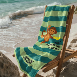 Toalha De Praia Frisbee Monkey Personalised Beach Towel