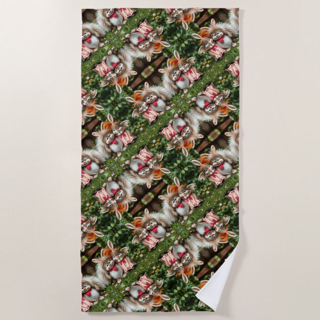 Toalha De Praia „Fröhliche Hasenfreunde im Frühlingsgarten“ (Frente)