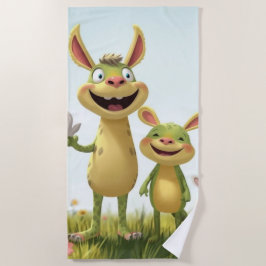 Toalha De Praia Fröhliche Wiesengang – Bunte Tierfreunde im Frühli