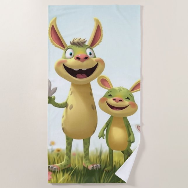 Toalha De Praia Fröhliche Wiesengang – Bunte Tierfreunde im Frühli (Frente)