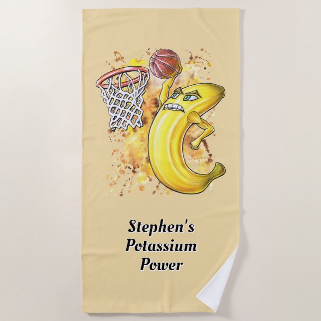 Toalha De Praia Fruity Slam Dunk - Arte Energética De Bananas Dese (Frente)
