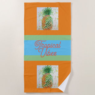 Toalha De Praia Fruta de ananás Limão tropical Víblias tropicais C