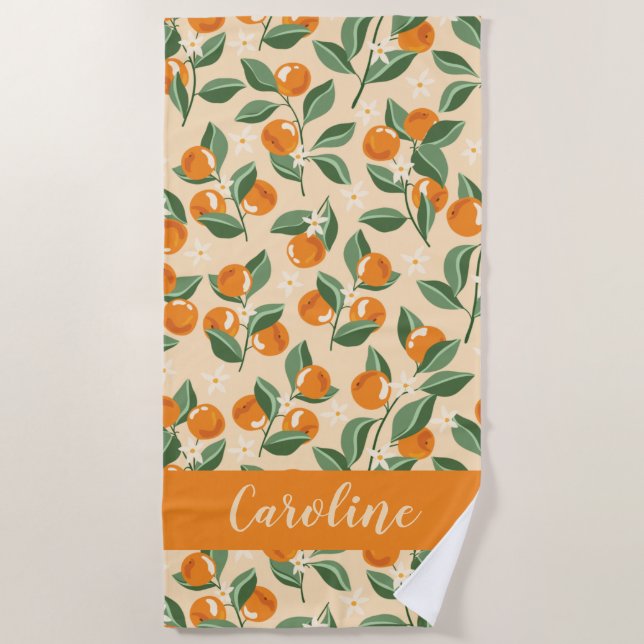 Toalha De Praia Fruta de Boho Personalizada das Laranjas da Summer (Frente)