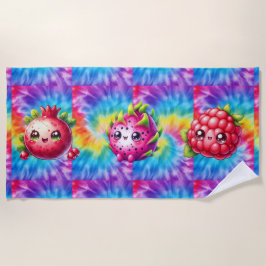 Toalha De Praia Fruta de Dragão Feliz Tie-Dye