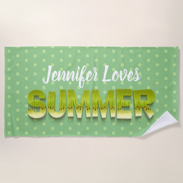 Toalha De Praia Fruta humor de verão no kiwi (Frente)