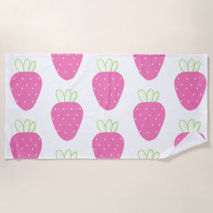Toalha De Praia Fruta Minimalista de Fruta de Água de Morango Rosa