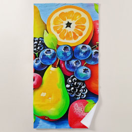 Toalha De Praia Fruta vibrante e vida estática