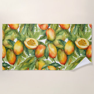 Toalha De Praia Frutas e Folhas de Manga 