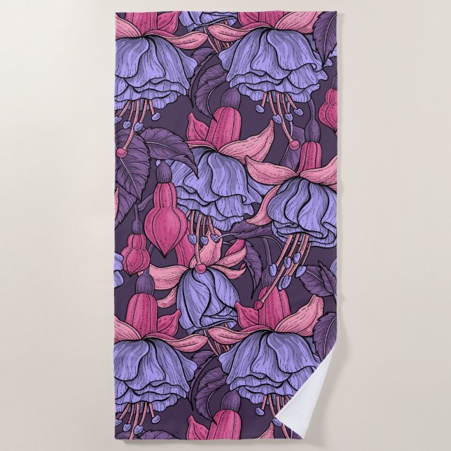 Toalha De Praia Fúcsia em rosa e violeta (Frente)