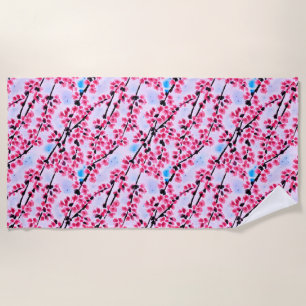 Toalha De Praia Fuji e Sakura Pink Beach Towel