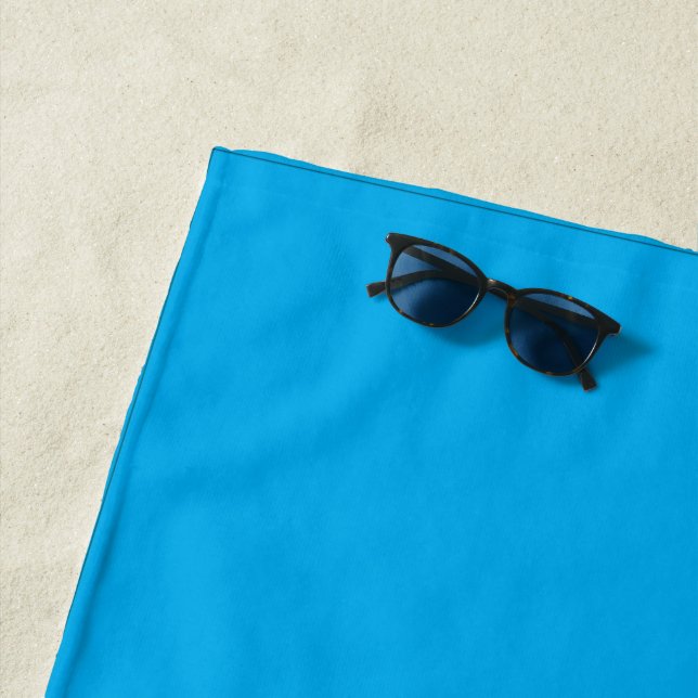 Toalha De Praia Fundo Azul Ciano Sólido | Estilo Minimalista de Ve (In Situ)