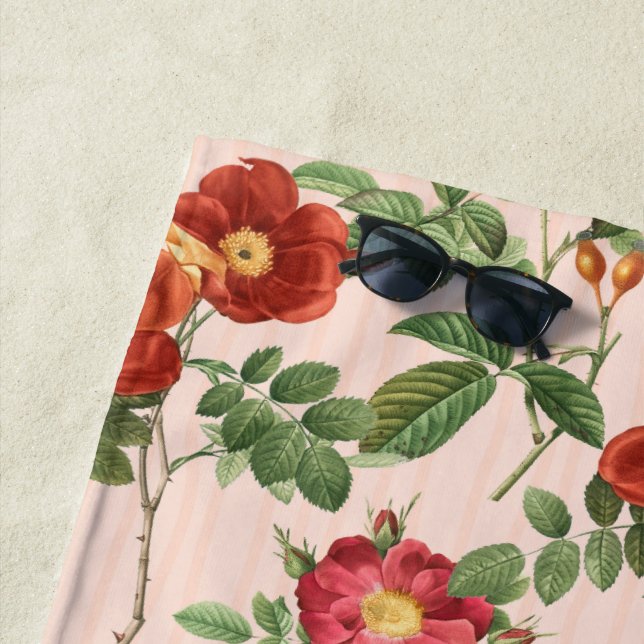 Toalha De Praia Fundo da faixa rosa Rosas vitoriana (In Situ)