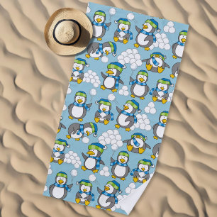 Toalha De Praia Fundo pequeno dos pinguins