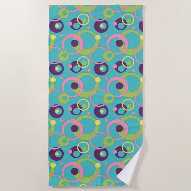 Toalha De Praia Funky Blue Circles Beach Towel (Frente)
