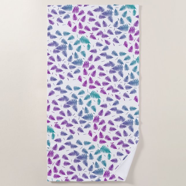 Toalha De Praia Funky Colorful Fern Pattern Beach Towel (Frente)