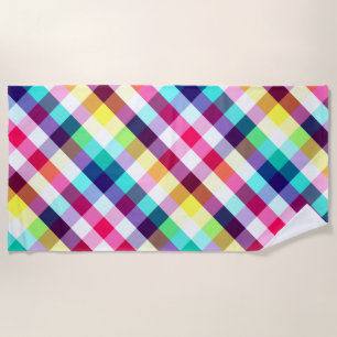 Toalha De Praia Funky Rainbow Xadrez Pattern Beach Towel