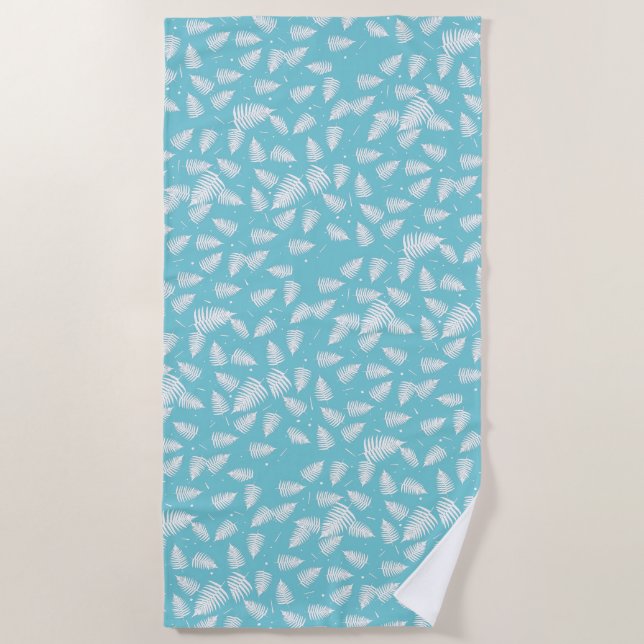 Toalha De Praia Funky White Fern Pattern Beach Towel (Frente)